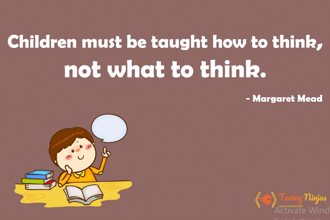 A child reading and thinking and a quote by Margaret Mead